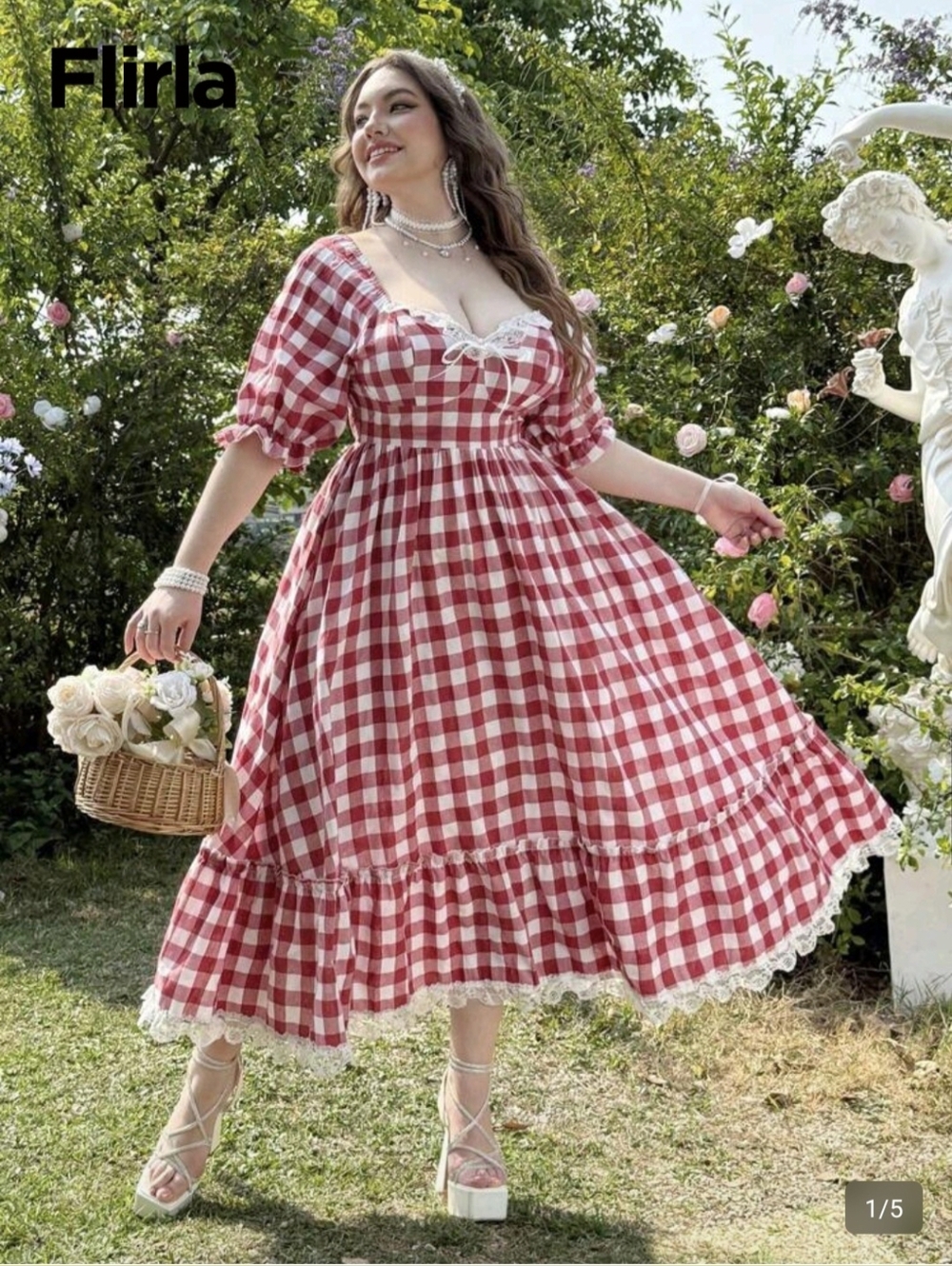 Cottagecore Red Gingham Dress